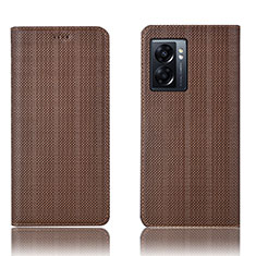 Funda de Cuero Cartera con Soporte Carcasa H20P para Oppo A57 5G Marron