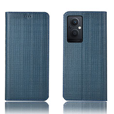 Funda de Cuero Cartera con Soporte Carcasa H20P para Oppo A96 5G Azul