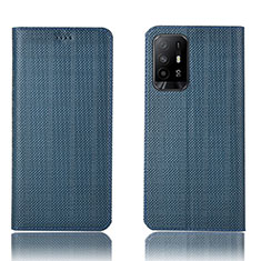 Funda de Cuero Cartera con Soporte Carcasa H20P para Oppo Reno5 Z 5G Azul