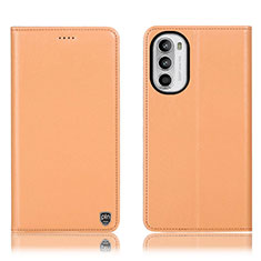 Funda de Cuero Cartera con Soporte Carcasa H21P para Motorola Moto Edge (2022) 5G Naranja