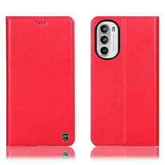 Funda de Cuero Cartera con Soporte Carcasa H21P para Motorola Moto Edge (2022) 5G Rojo