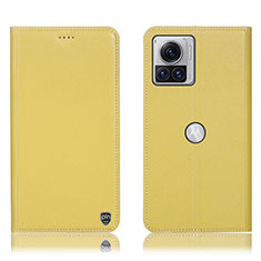 Funda de Cuero Cartera con Soporte Carcasa H21P para Motorola Moto Edge 30 Ultra 5G Amarillo