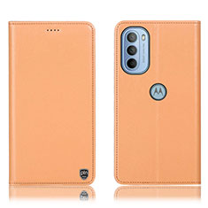 Funda de Cuero Cartera con Soporte Carcasa H21P para Motorola Moto G41 Naranja