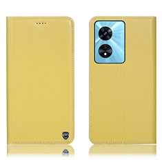 Funda de Cuero Cartera con Soporte Carcasa H21P para Oppo A1 5G Amarillo