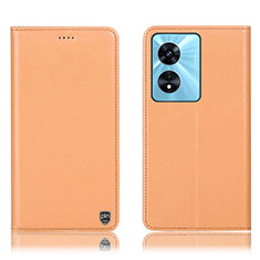 Funda de Cuero Cartera con Soporte Carcasa H21P para Oppo A1x 5G Naranja