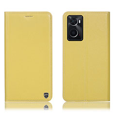 Funda de Cuero Cartera con Soporte Carcasa H21P para Oppo A36 Amarillo