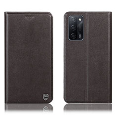 Funda de Cuero Cartera con Soporte Carcasa H21P para Oppo A55 5G Marron