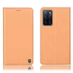 Funda de Cuero Cartera con Soporte Carcasa H21P para Oppo A55S 5G Naranja