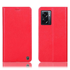 Funda de Cuero Cartera con Soporte Carcasa H21P para Oppo A57 5G Rojo