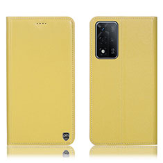 Funda de Cuero Cartera con Soporte Carcasa H21P para Oppo A93s 5G Amarillo