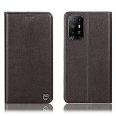 Funda de Cuero Cartera con Soporte Carcasa H21P para Oppo A95 5G Marron