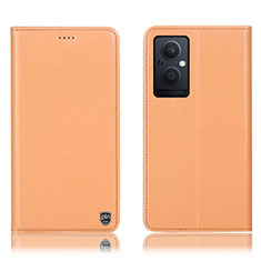 Funda de Cuero Cartera con Soporte Carcasa H21P para Oppo A96 5G Naranja