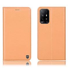 Funda de Cuero Cartera con Soporte Carcasa H21P para Oppo F19 Pro+ Plus 5G Naranja