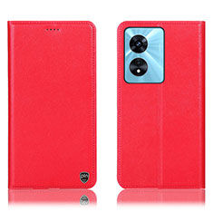 Funda de Cuero Cartera con Soporte Carcasa H21P para Oppo F23 5G Rojo