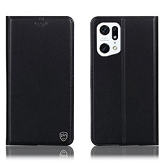 Funda de Cuero Cartera con Soporte Carcasa H21P para Oppo Find X5 5G Negro