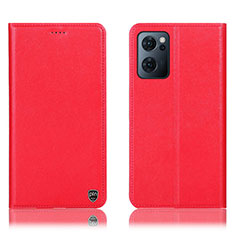 Funda de Cuero Cartera con Soporte Carcasa H21P para Oppo Find X5 Lite 5G Rojo