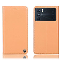 Funda de Cuero Cartera con Soporte Carcasa H21P para Oppo K9 Pro 5G Naranja