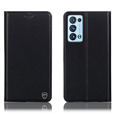 Funda de Cuero Cartera con Soporte Carcasa H21P para Oppo Reno6 Pro+ Plus 5G Negro