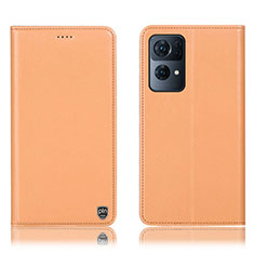 Funda de Cuero Cartera con Soporte Carcasa H21P para Oppo Reno7 Pro 5G Naranja