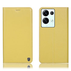 Funda de Cuero Cartera con Soporte Carcasa H21P para Oppo Reno8 Pro 5G Amarillo