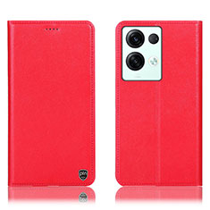 Funda de Cuero Cartera con Soporte Carcasa H21P para Oppo Reno8 Pro 5G Rojo