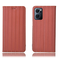 Funda de Cuero Cartera con Soporte Carcasa H23P para OnePlus Nord CE 2 5G Marron