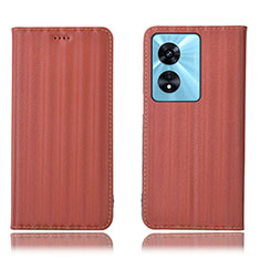 Funda de Cuero Cartera con Soporte Carcasa H23P para Oppo A1 5G Marron