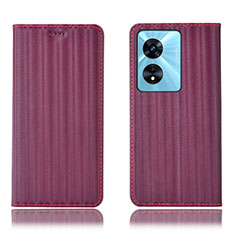 Funda de Cuero Cartera con Soporte Carcasa H23P para Oppo A1 5G Rojo Rosa