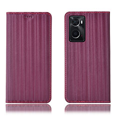 Funda de Cuero Cartera con Soporte Carcasa H23P para Oppo A36 Rojo Rosa