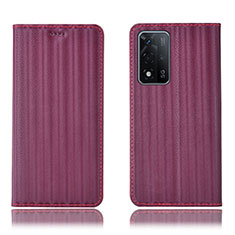 Funda de Cuero Cartera con Soporte Carcasa H23P para Oppo A93s 5G Rojo Rosa