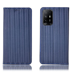 Funda de Cuero Cartera con Soporte Carcasa H23P para Oppo A94 5G Azul