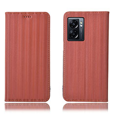 Funda de Cuero Cartera con Soporte Carcasa H23P para Oppo K10 5G India Marron