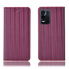 Funda de Cuero Cartera con Soporte Carcasa H23P para Oppo K9X 5G Rojo Rosa