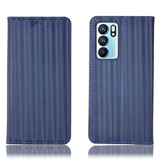 Funda de Cuero Cartera con Soporte Carcasa H23P para Oppo Reno6 5G Azul