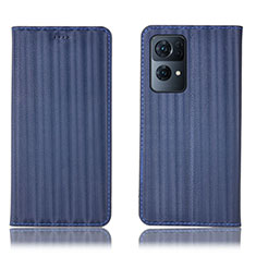 Funda de Cuero Cartera con Soporte Carcasa H23P para Oppo Reno7 Pro 5G Azul