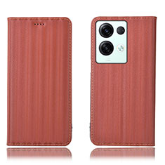 Funda de Cuero Cartera con Soporte Carcasa H23P para Oppo Reno9 Pro+ Plus 5G Marron