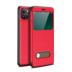 Funda de Cuero Cartera con Soporte Carcasa H24 para Apple iPhone 13 Rojo