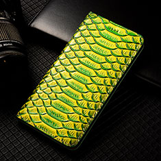 Funda de Cuero Cartera con Soporte Carcasa H25P para Apple iPhone 14 Verde