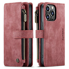 Funda de Cuero Cartera con Soporte Carcasa H27 para Apple iPhone 16 Pro Max Rojo