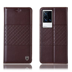 Funda de Cuero Cartera con Soporte Carcasa H27P para Vivo iQOO 8 5G Marron