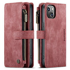 Funda de Cuero Cartera con Soporte Carcasa H28 para Apple iPhone 13 Mini Rojo