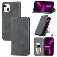 Funda de Cuero Cartera con Soporte Carcasa H30 para Apple iPhone 13 Mini Gris Oscuro