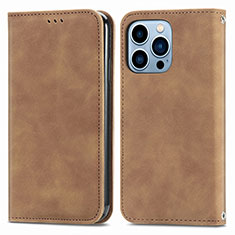 Funda de Cuero Cartera con Soporte Carcasa H30 para Apple iPhone 13 Pro Max Marron