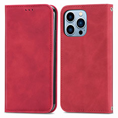 Funda de Cuero Cartera con Soporte Carcasa H30 para Apple iPhone 13 Pro Max Rojo