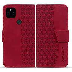 Funda de Cuero Cartera con Soporte Carcasa HF1 para Google Pixel 5a 5G Rojo