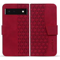 Funda de Cuero Cartera con Soporte Carcasa HF1 para Google Pixel 6 5G Rojo