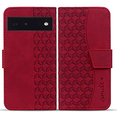 Funda de Cuero Cartera con Soporte Carcasa HF1 para Google Pixel 6a 5G Rojo