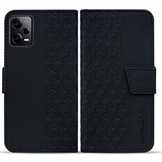 Funda de Cuero Cartera con Soporte Carcasa HF1 para Xiaomi Redmi Note 12 Pro+ Plus 5G Negro