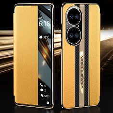 Funda de Cuero Cartera con Soporte Carcasa JB1 para Huawei P50 Pro Amarillo