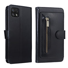 Funda de Cuero Cartera con Soporte Carcasa JDK para Samsung Galaxy A22 5G Negro